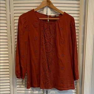 Daniel Rainn Terracotta Embroidered Blouse
